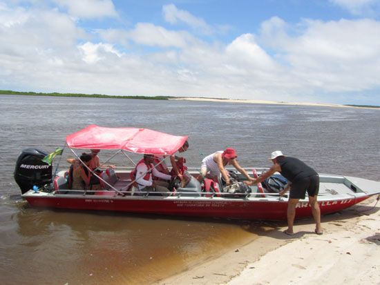 Unser Boot auf dem Rio Preguiça