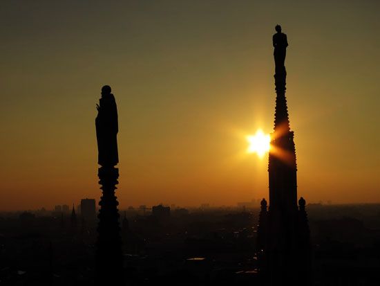 Abendstimmung auf dem Duomo di Milano