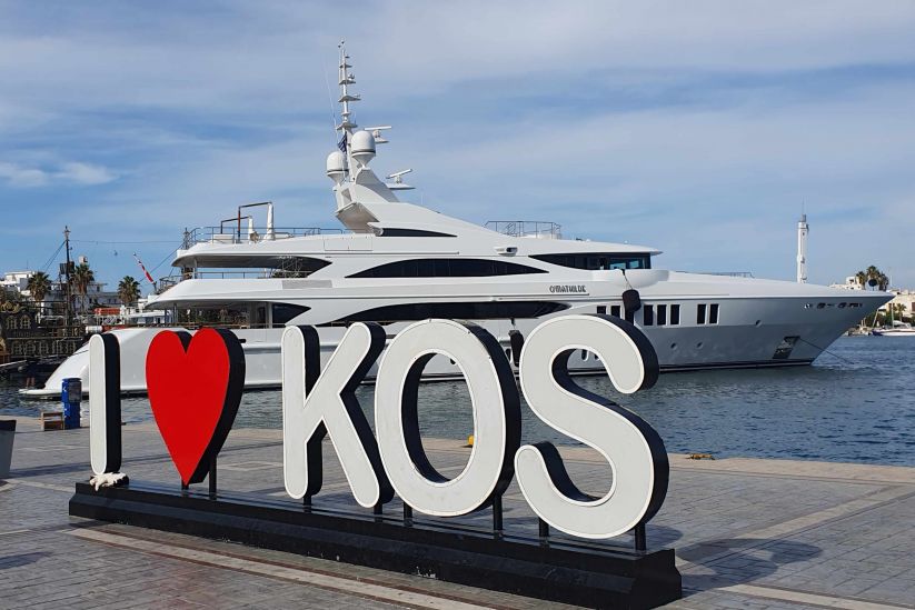 "I love Kos" am Hafen von Kos-Stadt