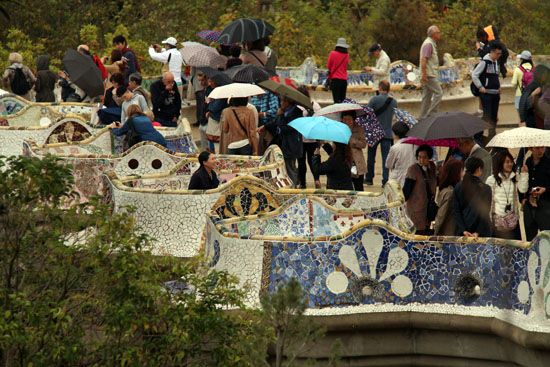 Regenwetter im Park Güell