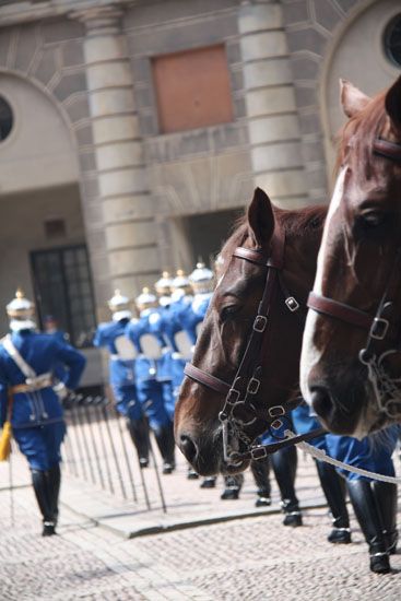 Wachwechsel beim Stockholmer Schloss