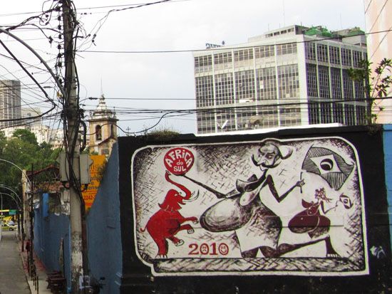 Wandbemalung zur WM 2010 im Künstlerviertel Lapa