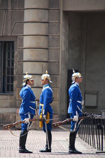 Wachwechsel beim Stockholmer Schloss